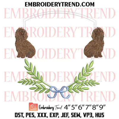 Boykin Spaniel Dog Frame Embroidery Design, Monogram Crest Machine Embroidery Digitized Pes Files