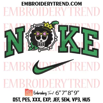 Brook Jolly Roger Logo x Nike Embroidery Design, One Piece Anime Machine Embroidery Digitized Pes Files