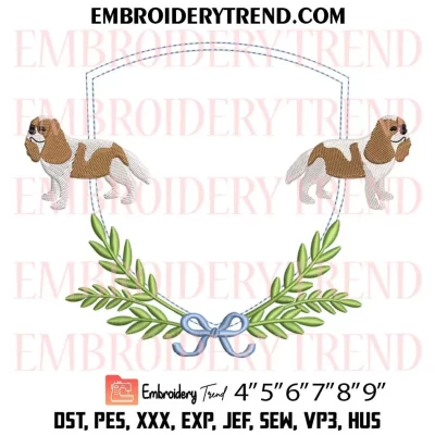 Witch Dog Frame Embroidery Design, Crest Monogram Frame Machine Embroidery Digitized Pes Files