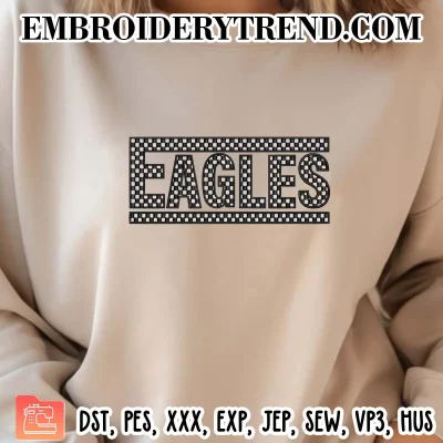 Checkered Eagles Embroidery Design, Sports Team Machine Embroidery Digitized Pes Files