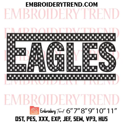 Checkered Eagles Embroidery Design, Sports Team Machine Embroidery Digitized Pes Files