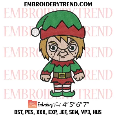 Chibi Beetlejuice Christmas Embroidery Design, Horror Movie Machine Embroidery Digitized Pes Files