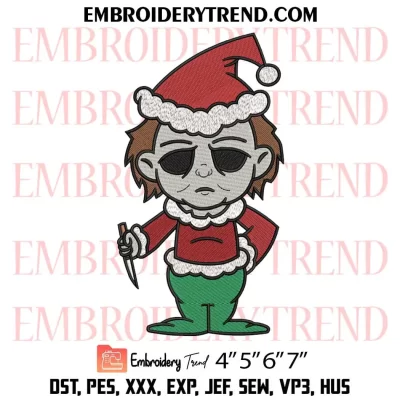 Chibi Freddy Krueger Christmas Embroidery Design, Horror Movie Machine Embroidery Digitized Pes Files