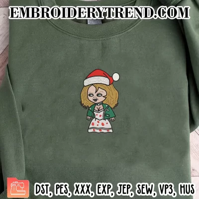 Chibi Tiffany Christmas Embroidery Design, Horror Movie Machine Embroidery Digitized Pes Files