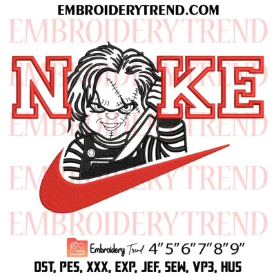 Chucky Nike Embroidery Design, Horror Movie Halloween Machine Embroidery Digitized Pes Files