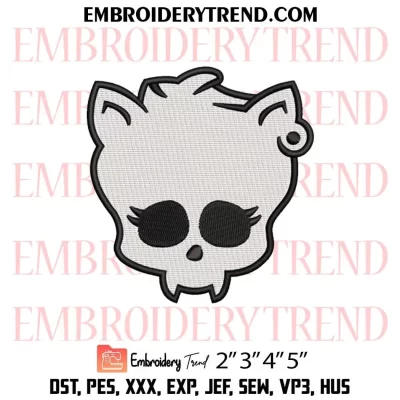 Clawdeen Head Monster High Embroidery Design, Halloween Skull Machine Embroidery Digitized Pes Files