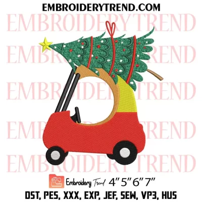 Cozy Car Red Christmas Embroidery Design, Cozy Coupe Machine Embroidery Digitized Pes Files