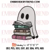 Cute Ghost Reading Book 3 Embroidery Design, Halloween Teacher Machine Embroidery Digitized Pes Files