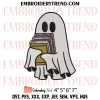 Cute Ghost Reading Book 5 Embroidery Design, Book Lover Halloween Machine Embroidery Digitized Pes Files