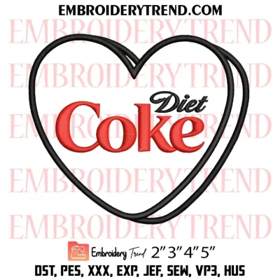 Peace Love Diet Coke Embroidery Design, Gift for Diet Coke Drinker Machine Embroidery Digitized Pes Files