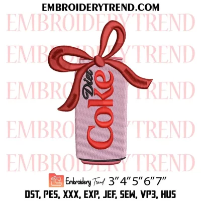 Diet Coke Embroidery Design, Drinking Diet Coke Machine Embroidery Digitized Pes Files