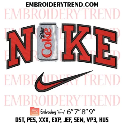 Diet Coke x Nike Embroidery Design, Soft Drink Machine Embroidery Digitized Pes Files