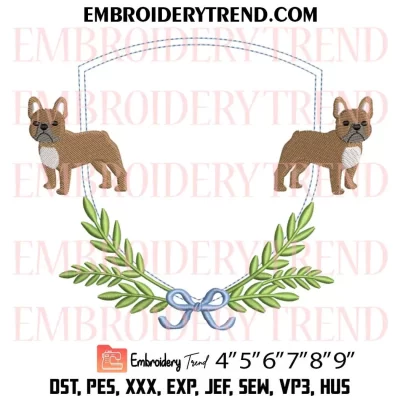 Poodle Dog Frame Embroidery Design, Crest Monogram Frame Machine Embroidery Digitized Pes Files