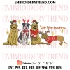 Christmas Three Dogs ‘Tis The Season Embroidery Design, Cute Christmas Pets Machine Embroidery Digitized Pes Files