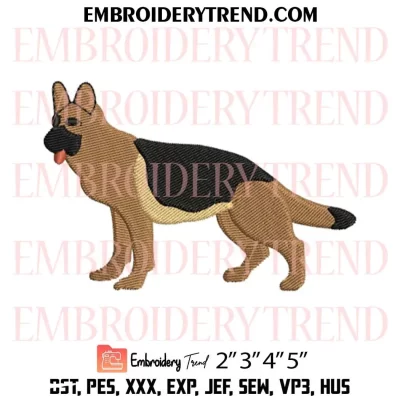 German Shepherd Dog Embroidery Design, Dog Lover Machine Embroidery Digitized Pes Files