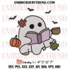 Cozy Reader Book Club Embroidery Design, Cute Ghost Autumn Machine Embroidery Digitized Pes Files