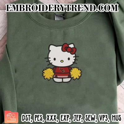 Hello Kitty Cheerleader Arizona Cardinals Embroidery Design, Football Cheerleader Fan Machine Embroidery Digitized Pes Files