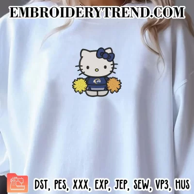 Hello Kitty Cheerleader Los Angeles Rams Embroidery Design, Football Cheerleader Fan Machine Embroidery Digitized Pes Files