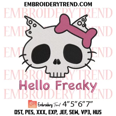 Hello Kitty Freaky Embroidery Design, Halloween Machine Embroidery Digitized Pes Files