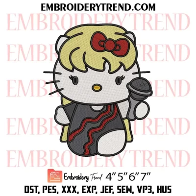 Hello ⁪Kitty Travis Kelce 87 Embroidery Design, Football Travis Kelce Kc Chief Machine Embroidery Digitized Pes Files