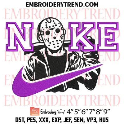 Jason Voorhees Nike Embroidery Design, Horror Movie Halloween Machine Embroidery Digitized Pes Files