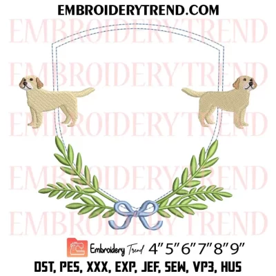 Labrador Retriever Dog Frame Embroidery Design, Monogram Frame Machine Embroidery Digitized Pes Files