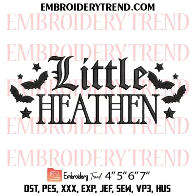 Little Heathen Embroidery Design, Halloween Bat Machine Embroidery Digitized Pes Files