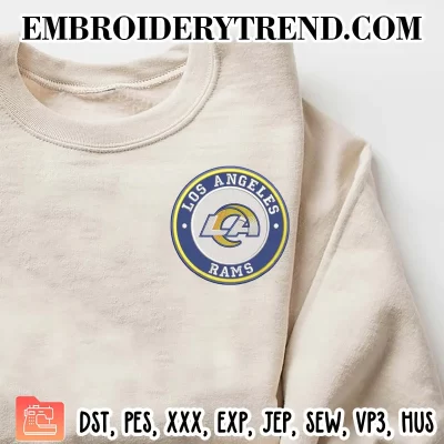 Los Angeles Rams Circle Logo Embroidery Design, NFL Team Machine Embroidery Digitized Pes Files