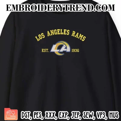 Los Angeles Rams Est 1936 Embroidery Design, NFL Logo Machine Embroidery Digitized Pes Files