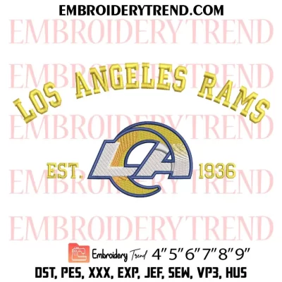 Los Angeles Rams Heart Embroidery Design, Football Logo Machine Embroidery Digitized Pes Files