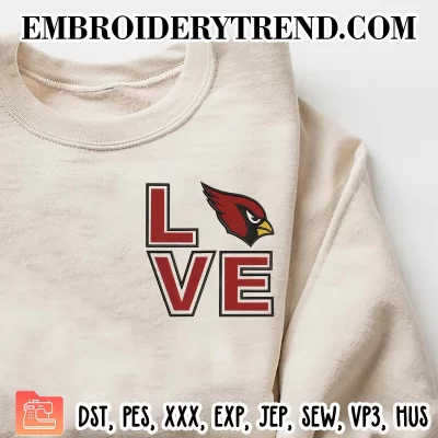 Love Arizona Cardinals Embroidery Design, NFL Football Machine Embroidery Digitized Pes Files