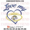 Los Angeles Rams Heart Embroidery Design, Football Logo Machine Embroidery Digitized Pes Files