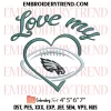 Love Philadelphia Eagles Embroidery Design, NFL Football Machine Embroidery Digitized Pes Files