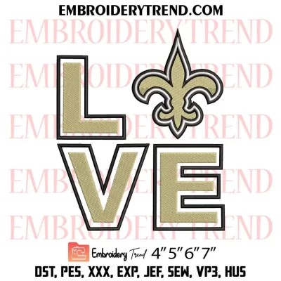 New Orleans Saints Heart Embroidery Design, Football Logo Machine Embroidery Digitized Pes Files