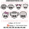 Clawdeen Head Monster High Embroidery Design, Halloween Skull Machine Embroidery Digitized Pes Files