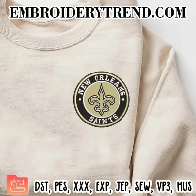 New Orleans Saints Circle Logo Embroidery Design, NFL Team Machine Embroidery Digitized Pes Files