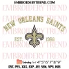 New Orleans Saints Circle Logo Embroidery Design, NFL Team Machine Embroidery Digitized Pes Files