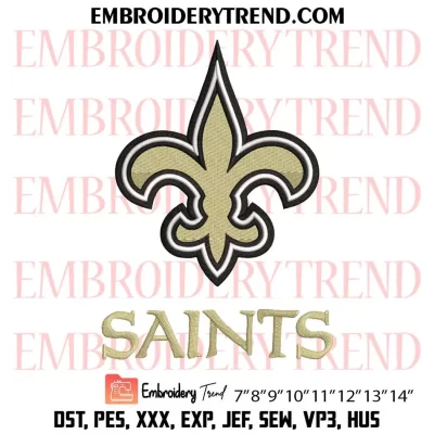 New Orleans Saints Circle Logo Embroidery Design, NFL Team Machine Embroidery Digitized Pes Files