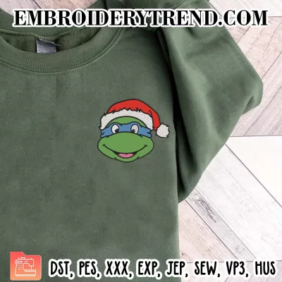 Ninja Turtles Christmas Embroidery Design, Santa Hat Ninja Turtles Face Machine Embroidery Digitized Pes Files