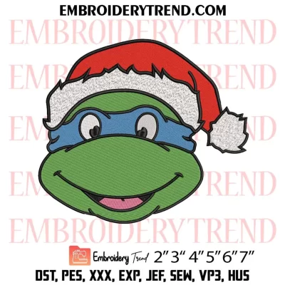 Ninja Turtles Christmas Embroidery Design, Santa Hat Ninja Turtles Face Machine Embroidery Digitized Pes Files