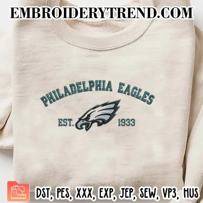 Philadelphia Eagles Est 1933 Embroidery Design, NFL Logo Machine Embroidery Digitized Pes Files