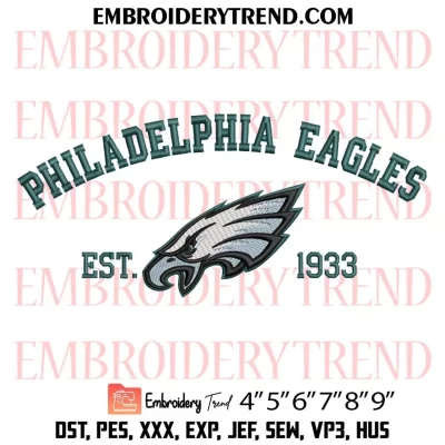 Philadelphia Eagles Est 1933 Embroidery Design, NFL Logo Machine Embroidery Digitized Pes Files