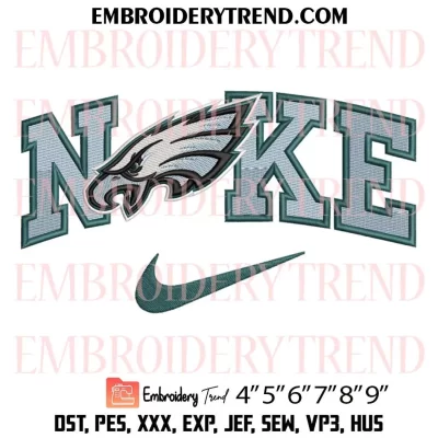 NFL Philadelphia Eagles Heart Embroidery Design, Philadelphia Eagles Logo Machine Embroidery Digitized Pes Files