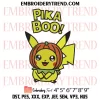 Pikachu Witch And Broom Embroidery Design, Pokemon Halloween Machine Embroidery Digitized Pes Files