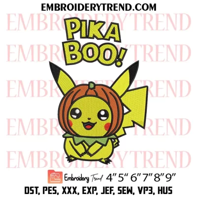 Pikaboo Pumpkin Pikachu Embroidery Design, Pokemon Halloween Machine Embroidery Digitized Pes Files