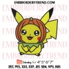 Pikachu Witch And Broom Embroidery Design, Pokemon Halloween Machine Embroidery Digitized Pes Files