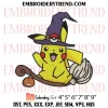 Pikachu Pumpkin Head Embroidery Design, Cute Pikachu Halloween Machine Embroidery Digitized Pes Files