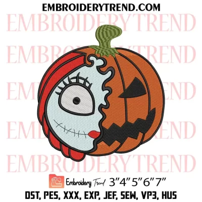 Pumpkin Sally Halloween Embroidery Design, The Nightmare Before Christmas Machine Embroidery Digitized Pes Files