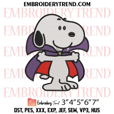 Snoopy Vampire Embroidery Design, Halloween Machine Embroidery Digitized Pes Files