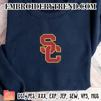 Southern California Trojans Logo Embroidery Design, Football Machine Embroidery Digitized Pes Files